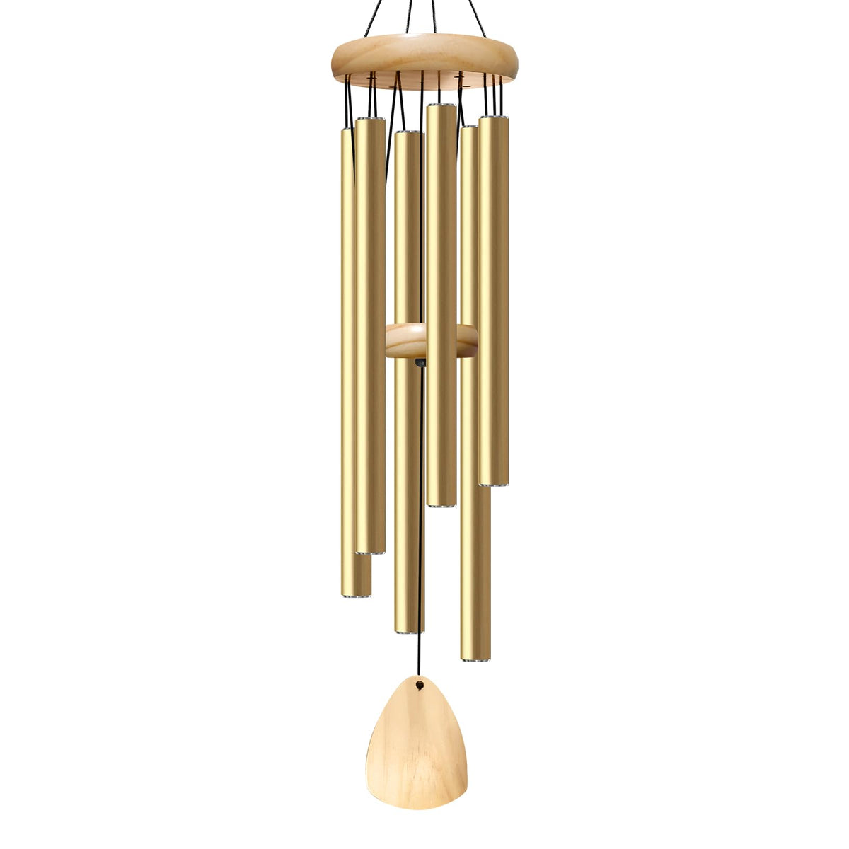 Bursvik 37-inch light golden aluminum wind chimes front view