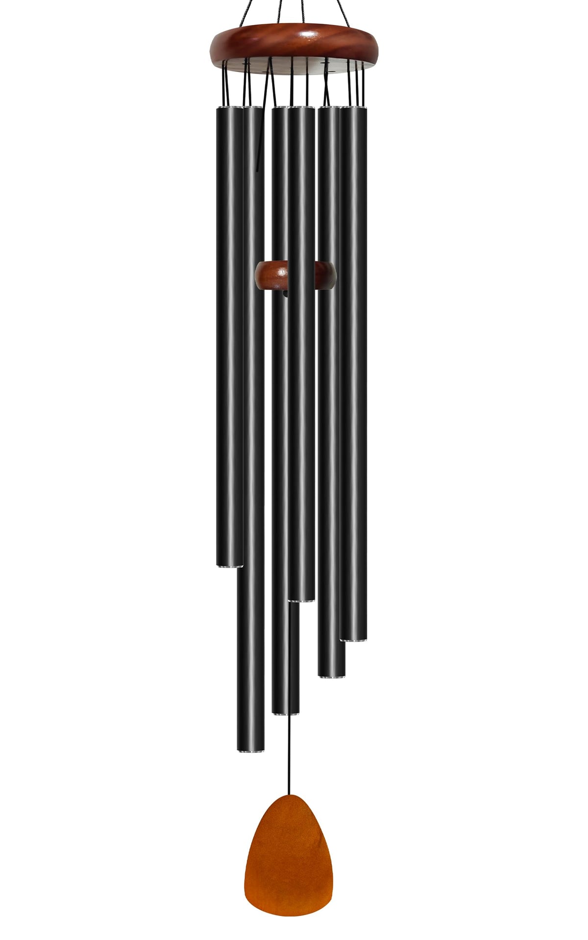 Bursvik 50-inch black aluminum wind chimes front view