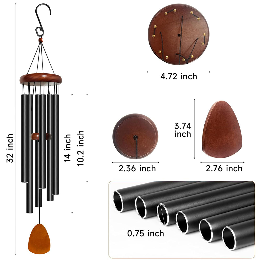 Bursvik wind chimes displaying 6-tube configuration and matte finish