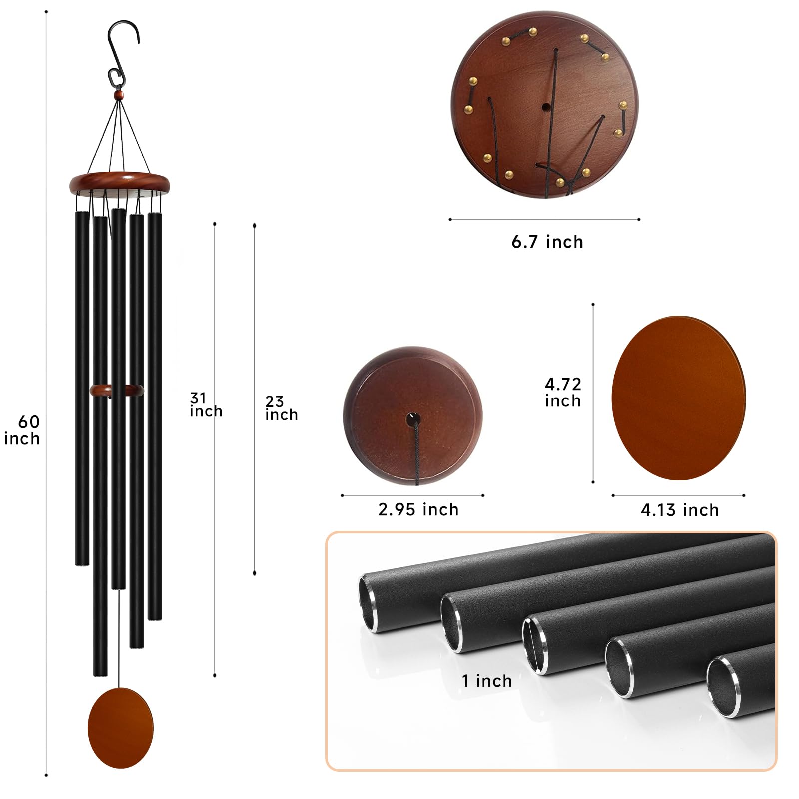 Bursvik wind chimes hanging in a garden with greenery in the background