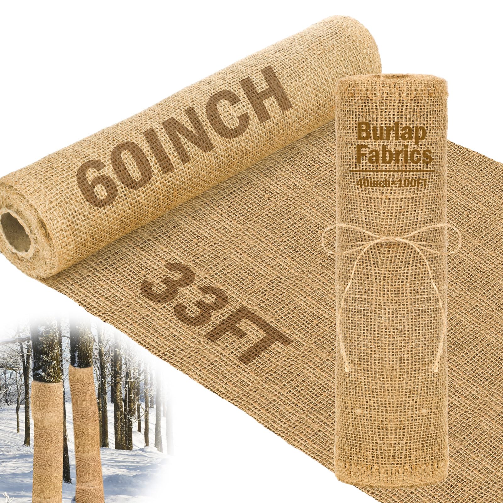 Buryeah 60 Inch x 33 ft burlap roll front view