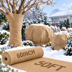 Buryeah 60 Inch x 50 ft burlap fabric roll natural jute front view
