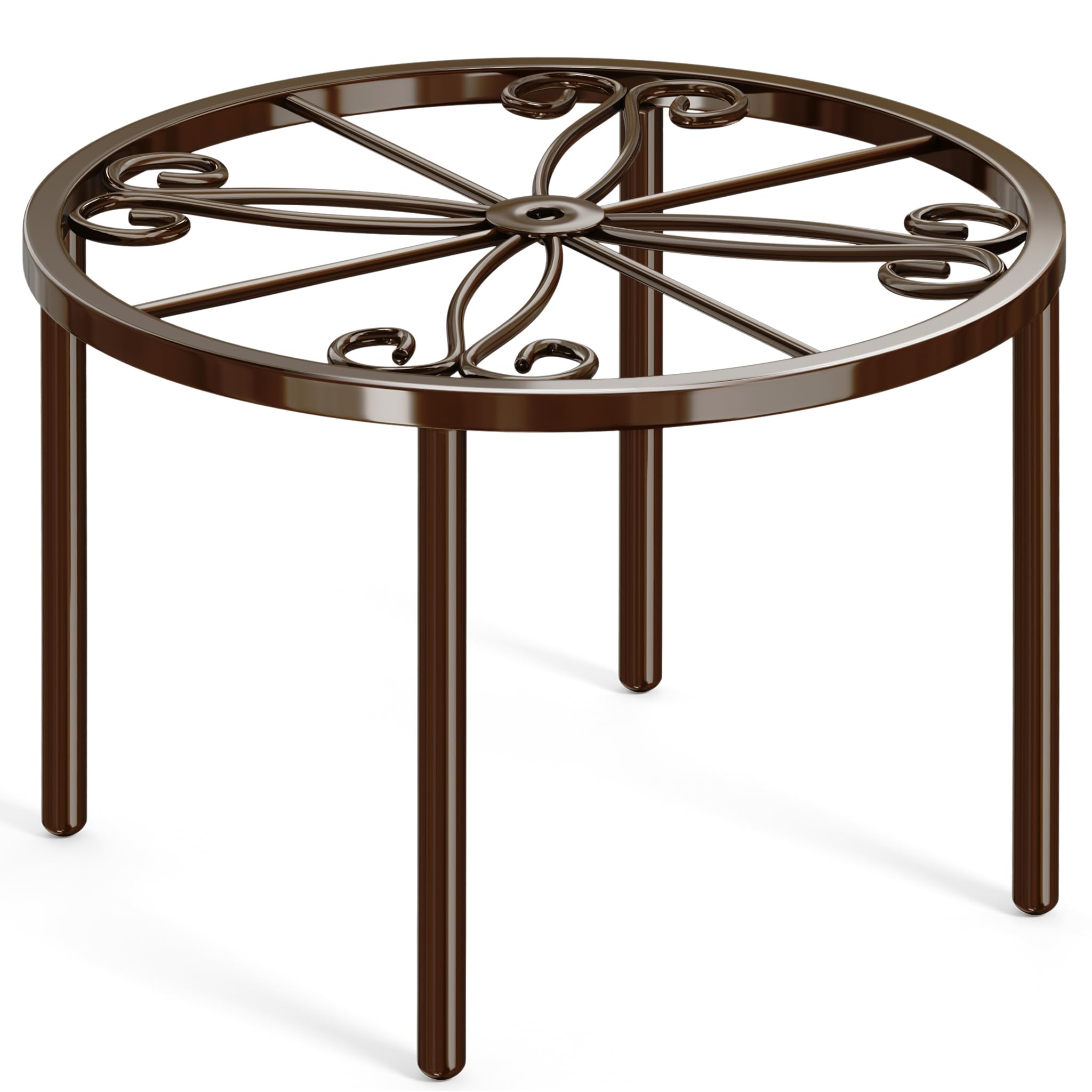 bussdis Heavy Duty Metal Plant Stand front view with flower design