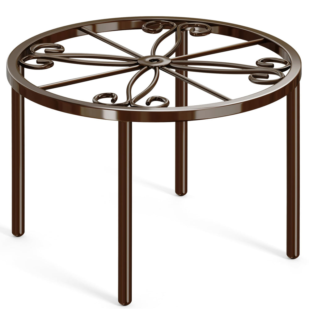 bussdis Heavy Duty Metal Plant Stand front view with flower design