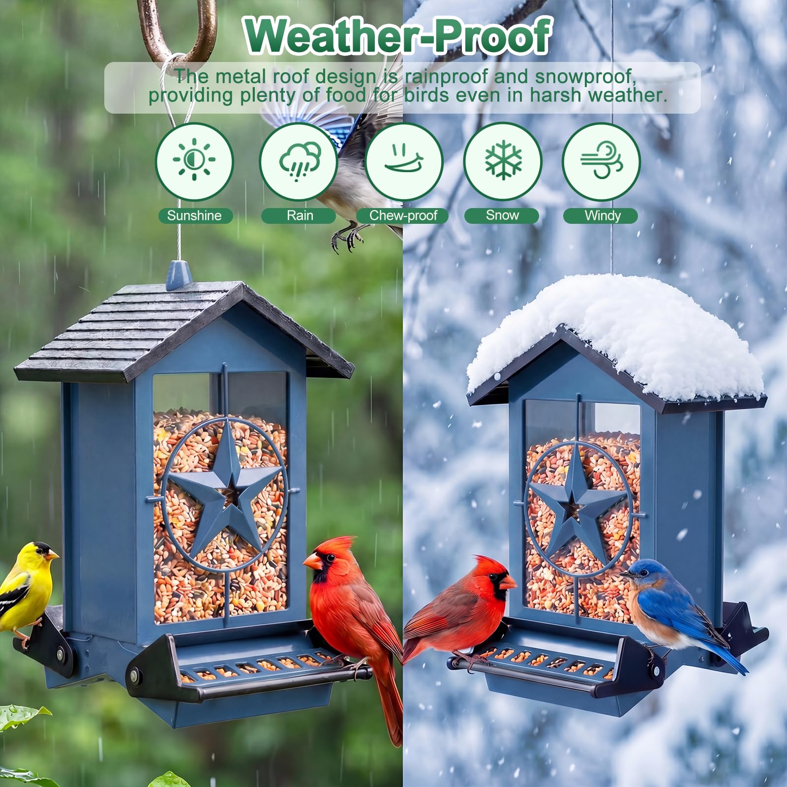 Buteafly Bird Feeder in a garden setting surrounded by flowers