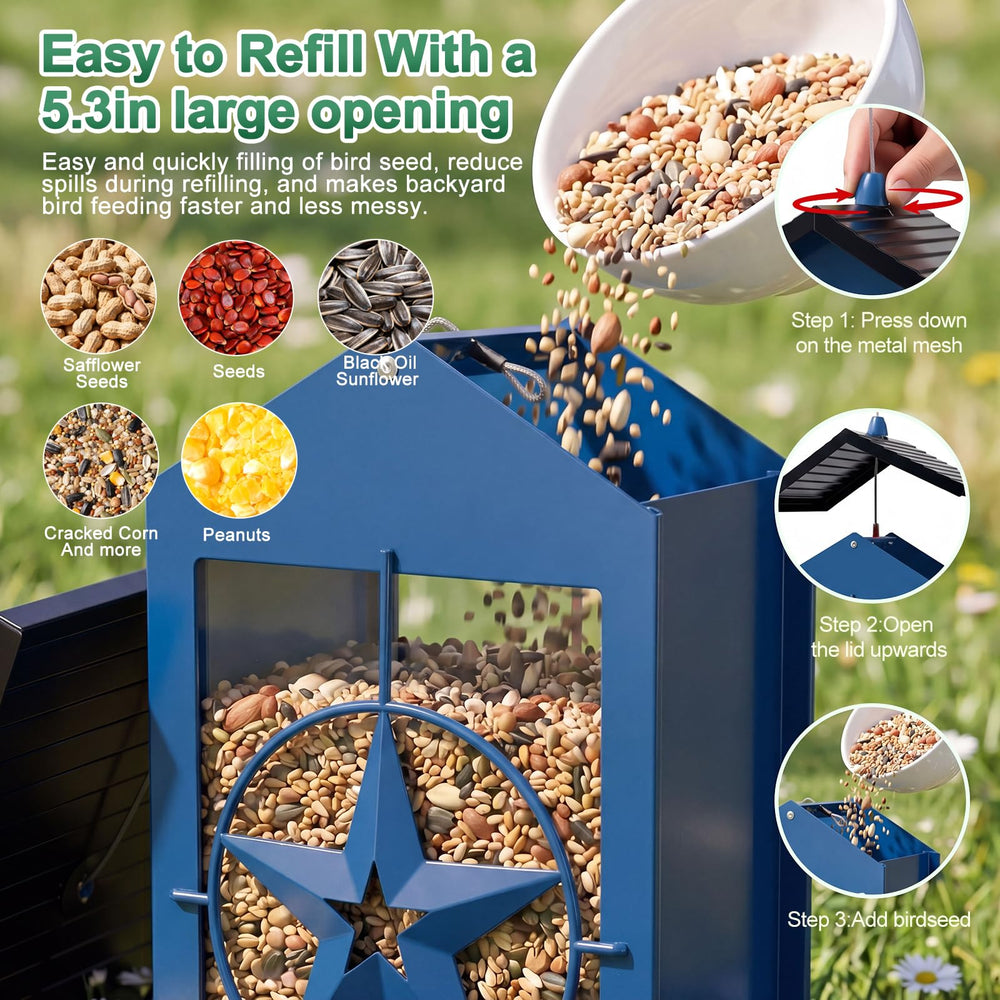 Buteafly Bird Feeder with black roof and hanging wire