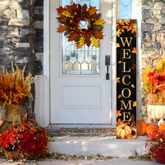 Buxjexh Fall Welcome Porch Sign displayed on a front porch