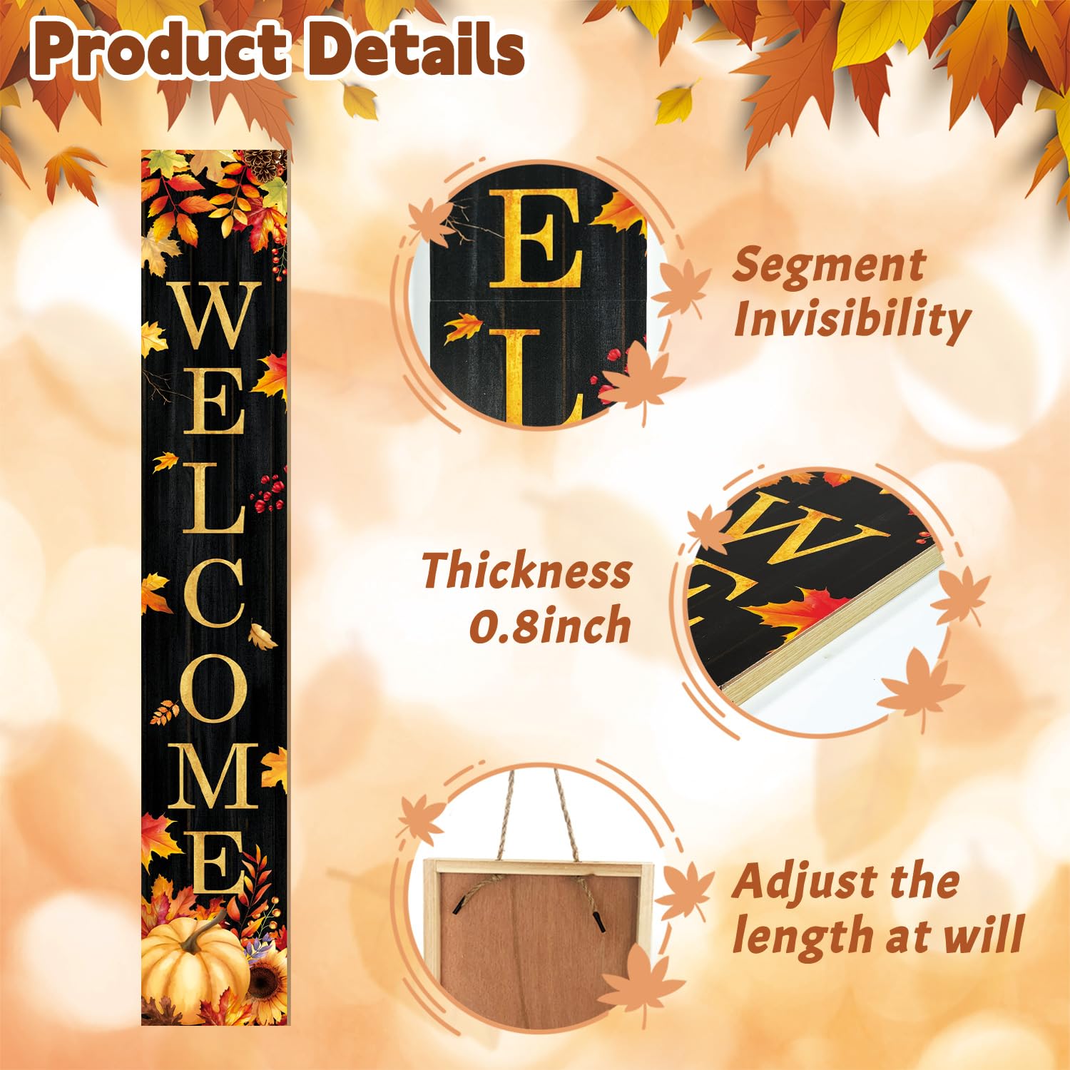 Buxjexh Fall Welcome Porch Sign in a festive indoor setting