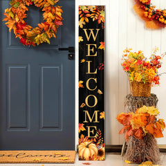 Buxjexh Fall Welcome Porch Sign with pumpkin and sunflower design