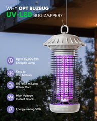 Buzbug LED Bug Zapper with power cord on a patio
