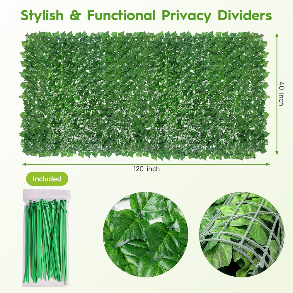 Bybeton Artificial Ivy Privacy Fence Screen laid flat showing dense foliage