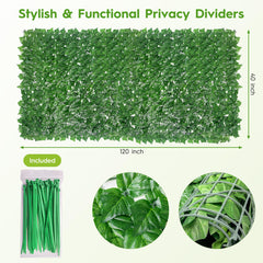 Bybeton Artificial Ivy Privacy Fence Screen laid flat showing dense foliage