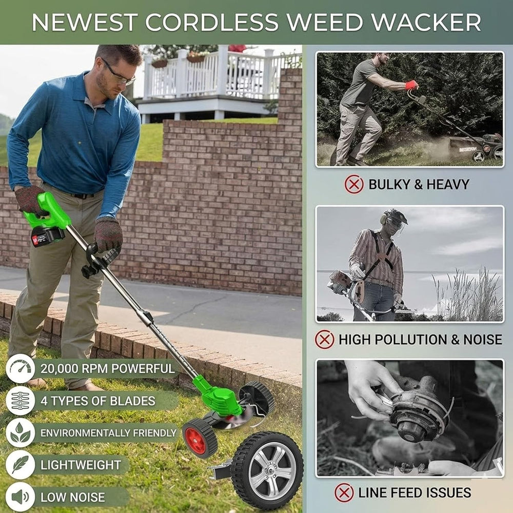Byerba 21V Cordless Weed Wacker in action cutting grass