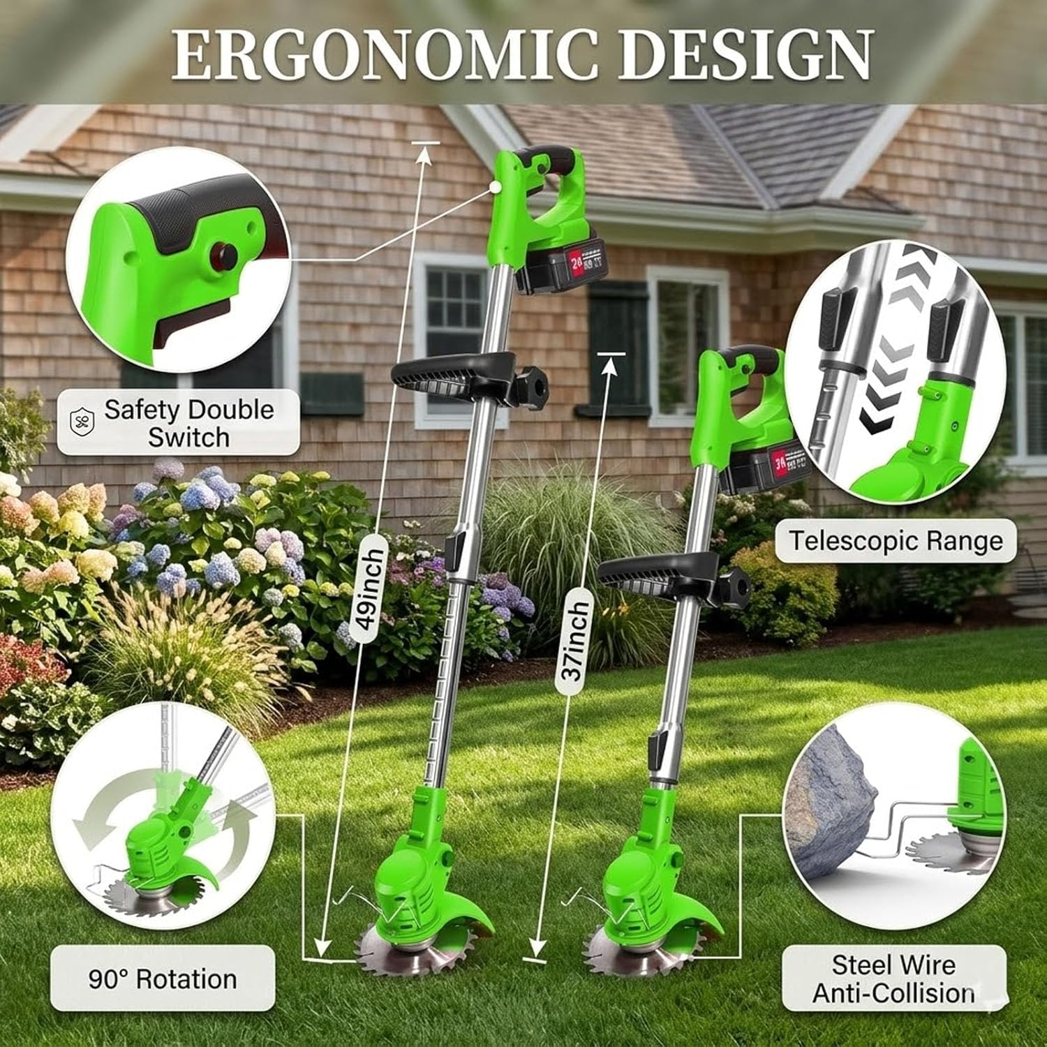 Byerba 21V Cordless Weed Wacker with multi-purpose blades