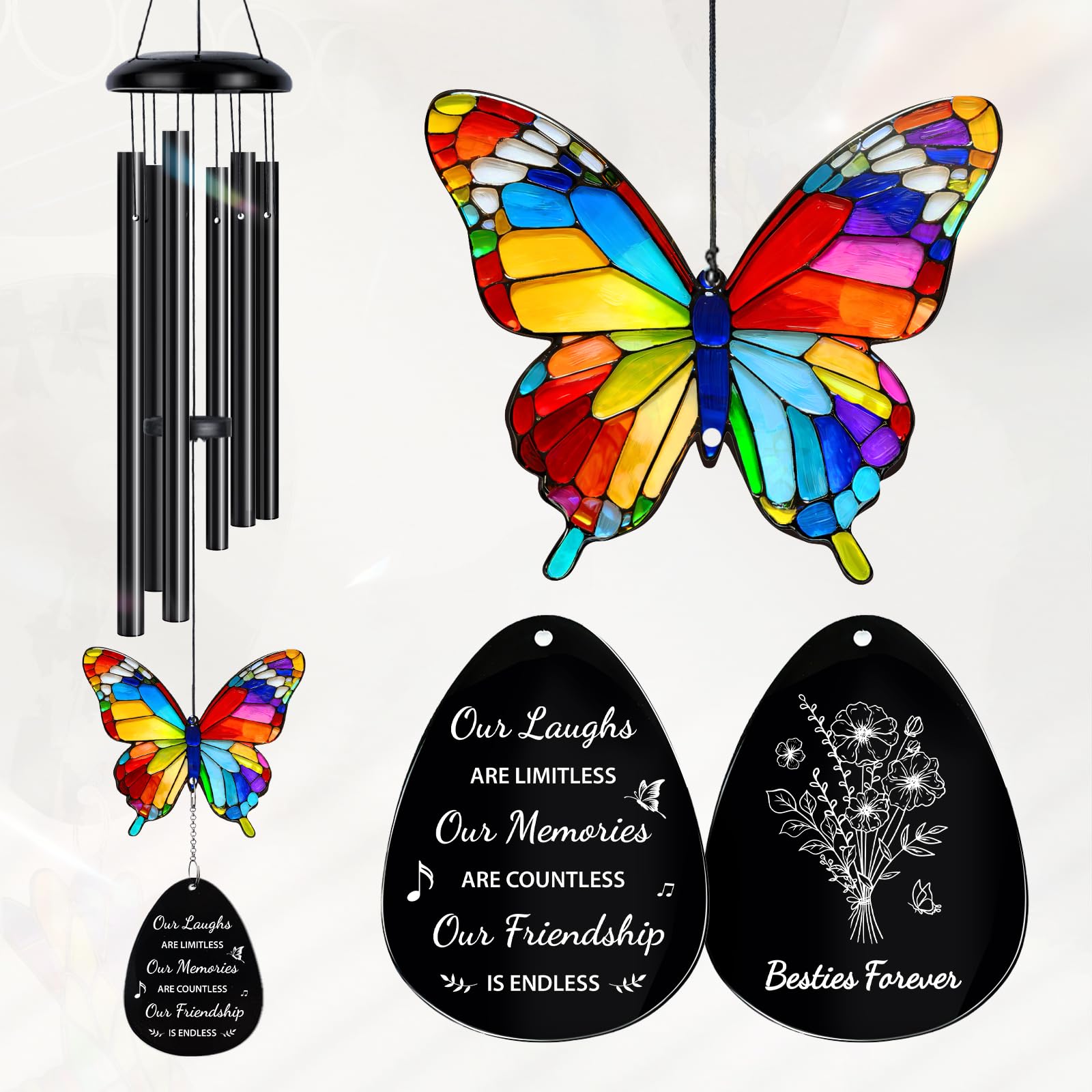 BYHEARTOHOME Wind Chime front view with butterfly design