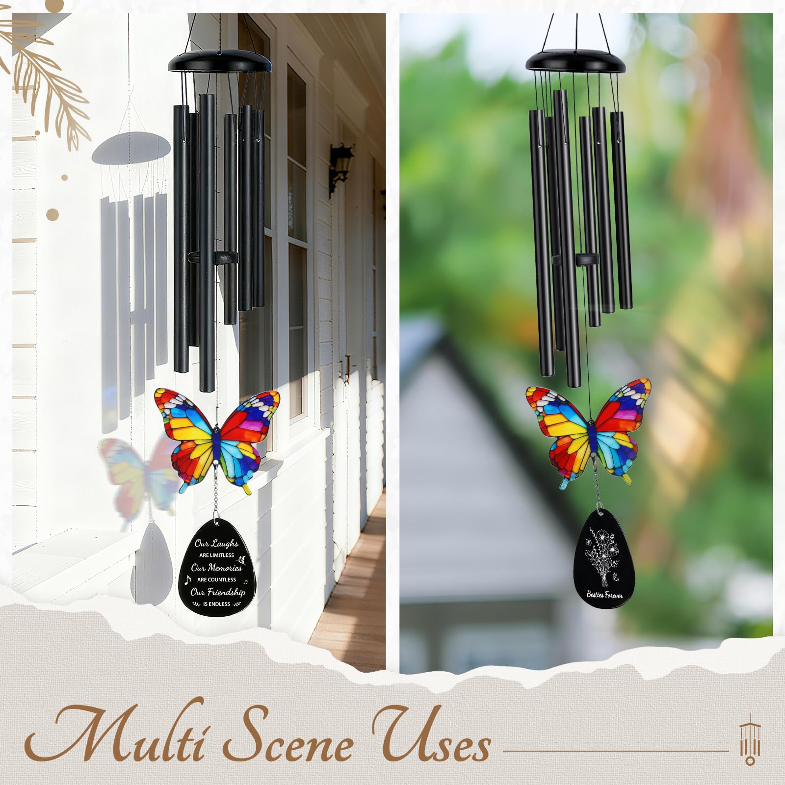 BYHEARTOHOME Wind Chime hanging in garden setting
