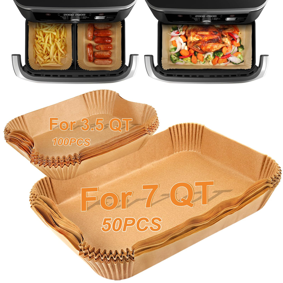 BYKITCHEN Air Fryer Liners 150PCS unbleached sheets