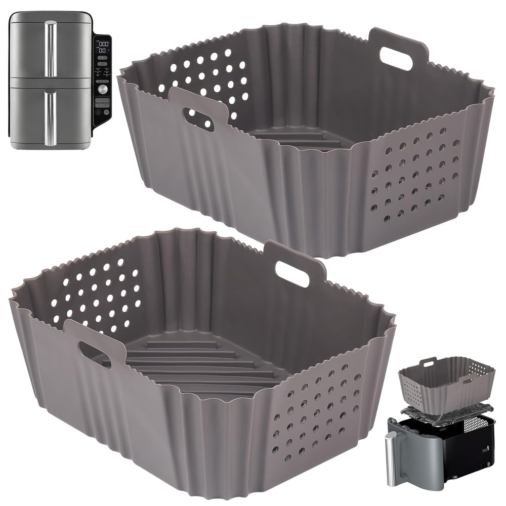BYKITCHEN Silicone Air Fryer Liners for Ninja SL401, gray color