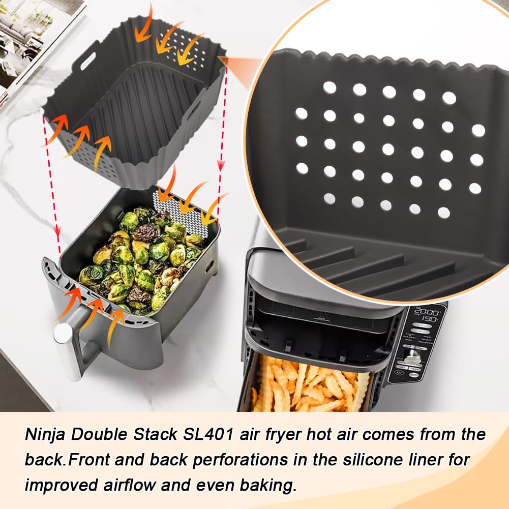 BYKITCHEN silicone liners inside the Ninja SL401 air fryer