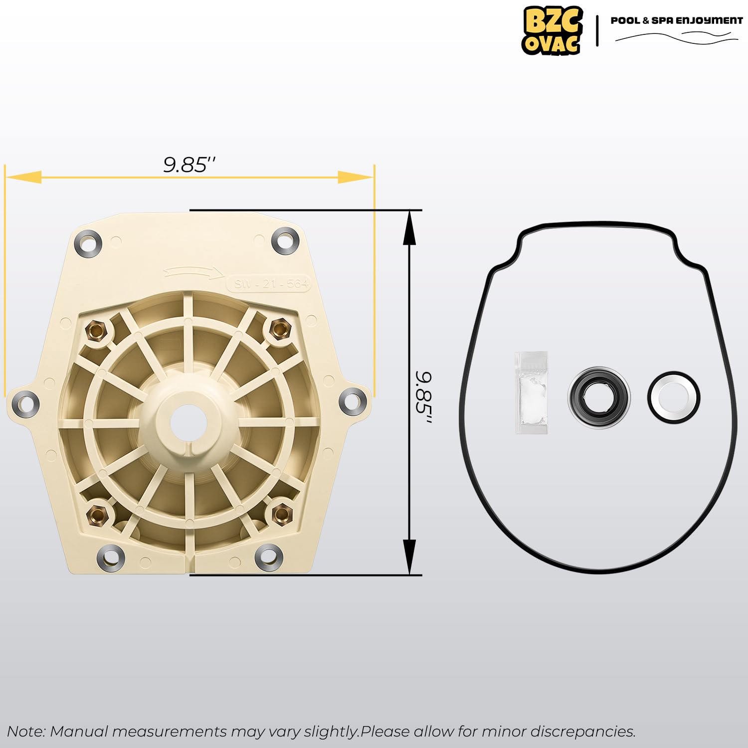 Bzcovac Seal Plate Kit 074564 showing compatibility with Pentair pumps