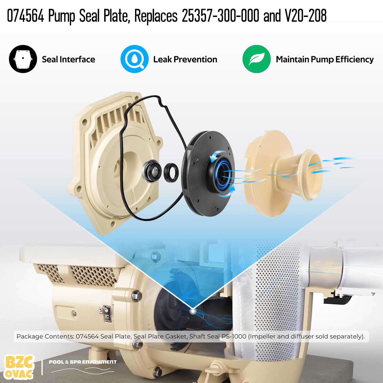 Bzcovac Seal Plate Kit 074564 with included PS-1000 mechanical seal