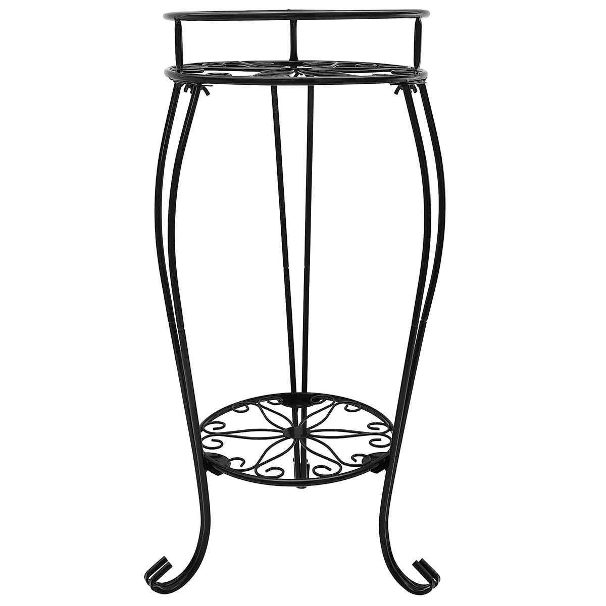 C CASIMR 2 Tier Plant Stand front view, Black
