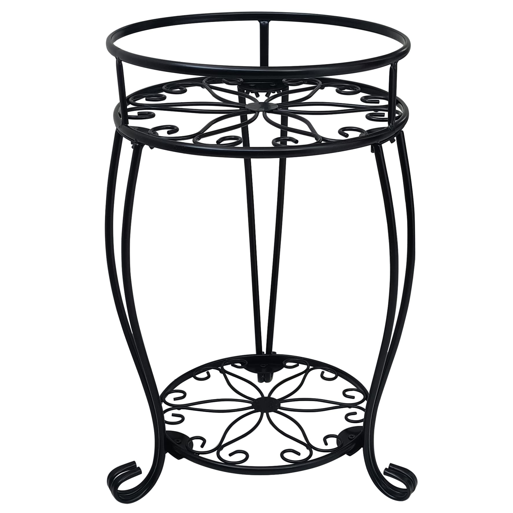 C CASIMR 2 Tier Plant Stand front view in black