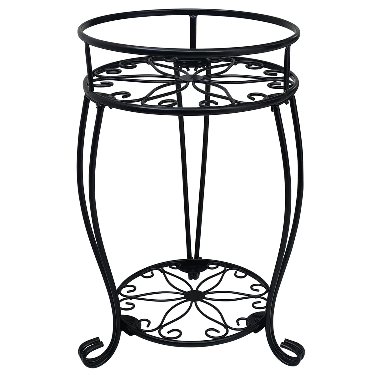 C CASIMR 2 Tier Plant Stand front view in black