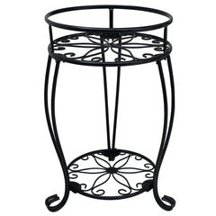 C CASIMR 2 Tier Plant Stand front view in black
