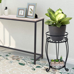 C CASIMR 2 Tier Plant Stand side view with plants