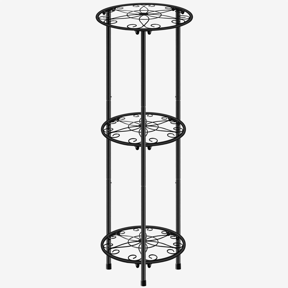 C CASIMR 3 tier plant stand front view in black
