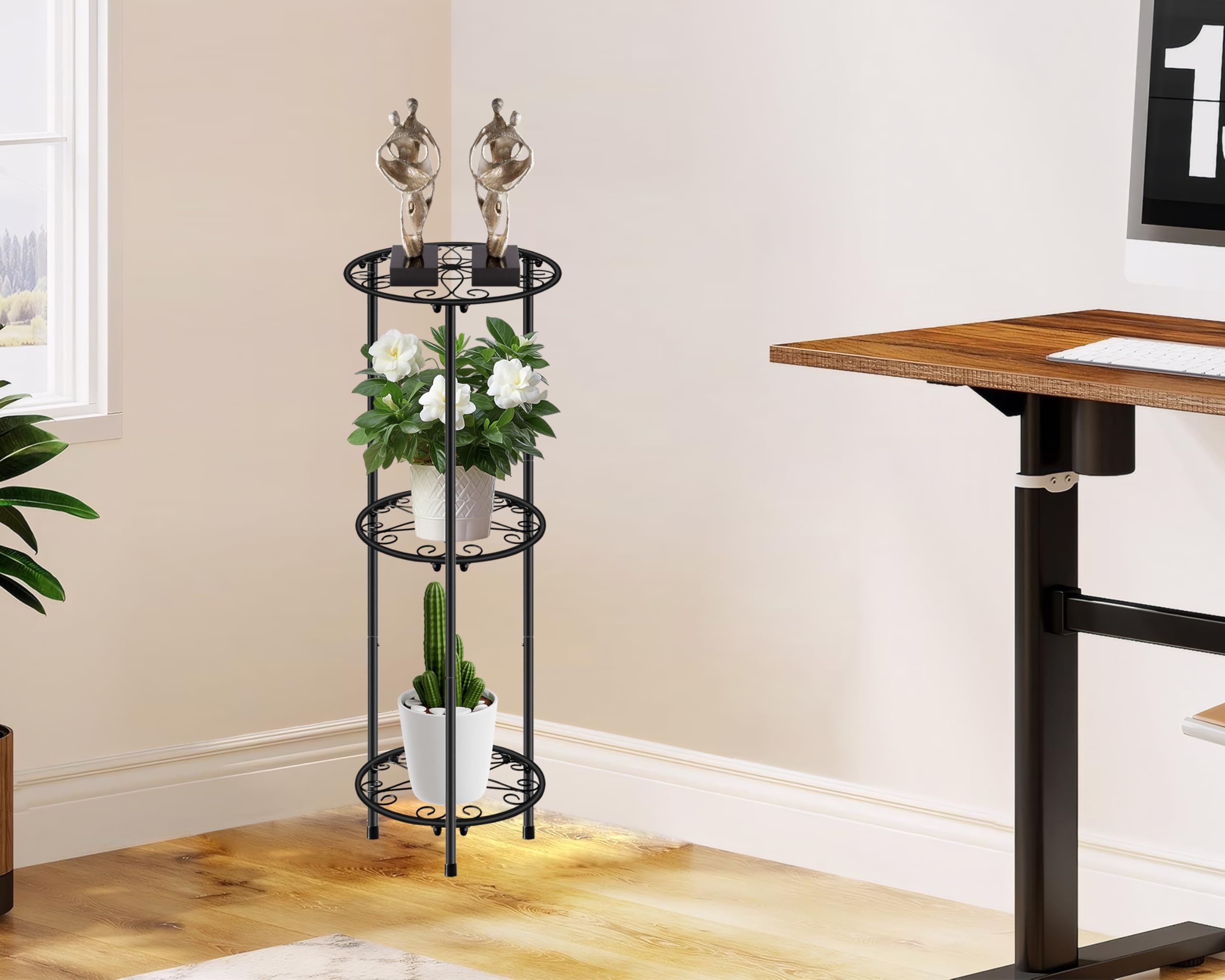 C CASIMR 3 tier plant stand in garden setting