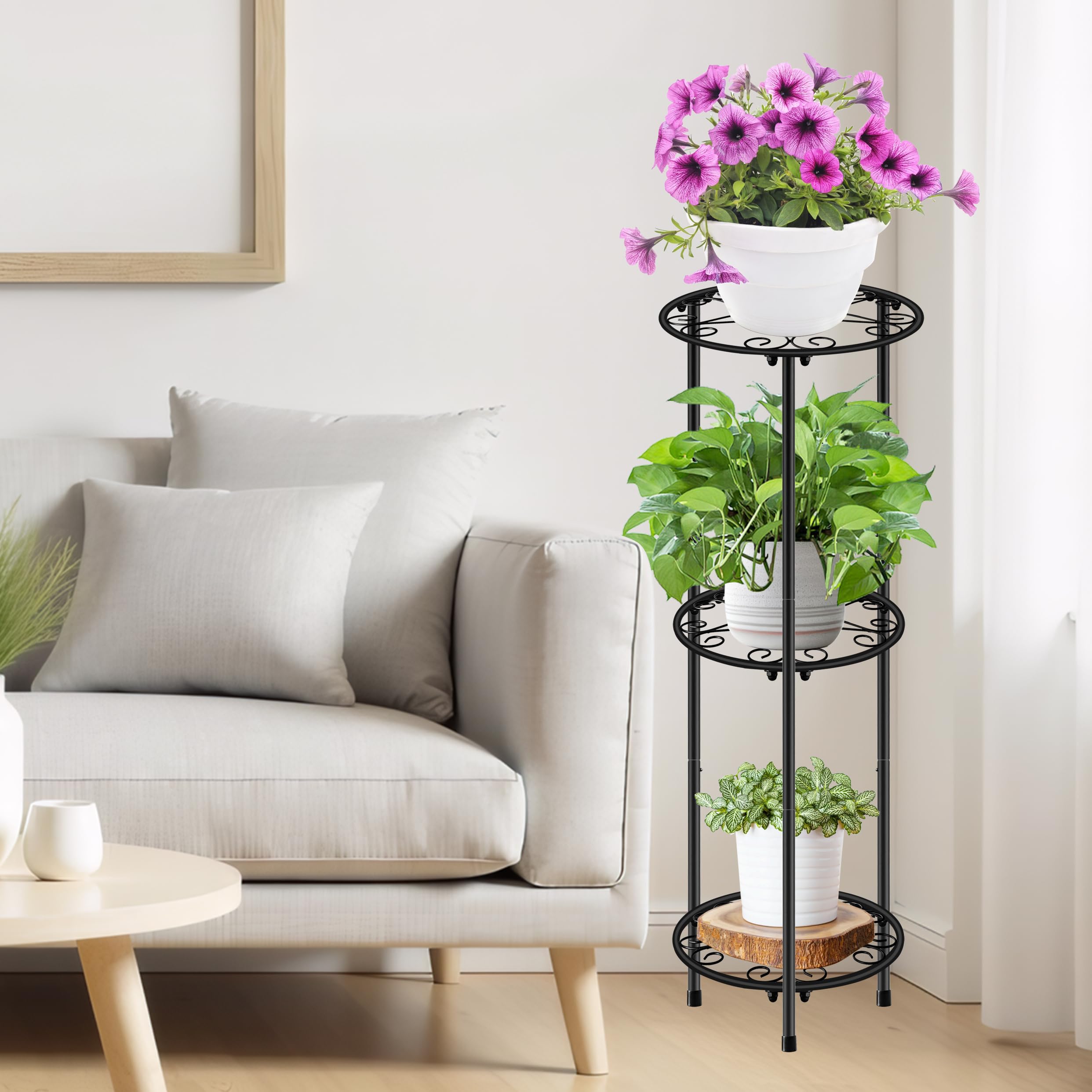 C CASIMR 3 tier plant stand with plants on display