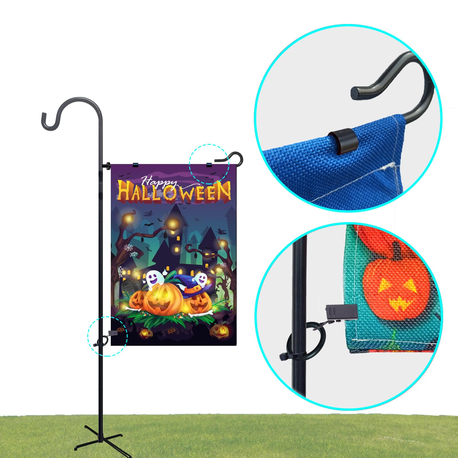 C clamp for garden flag holder - Durable metal construction