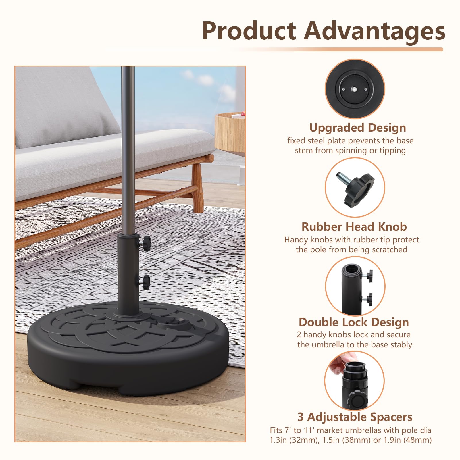 C-Hopetree base stand fitting 1.9 inch umbrella pole