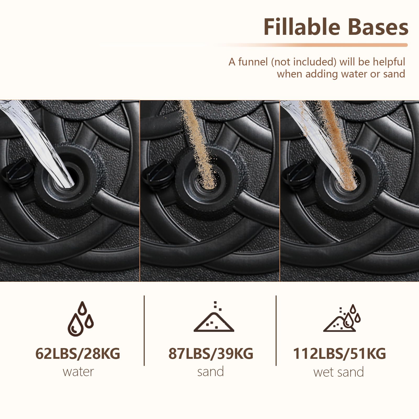 C-Hopetree umbrella base with adjustable rotary knob close-up