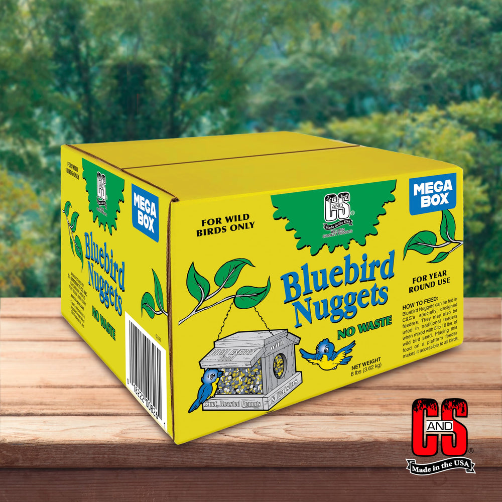 C&S Bluebird Suet Nuggets in backyard setting