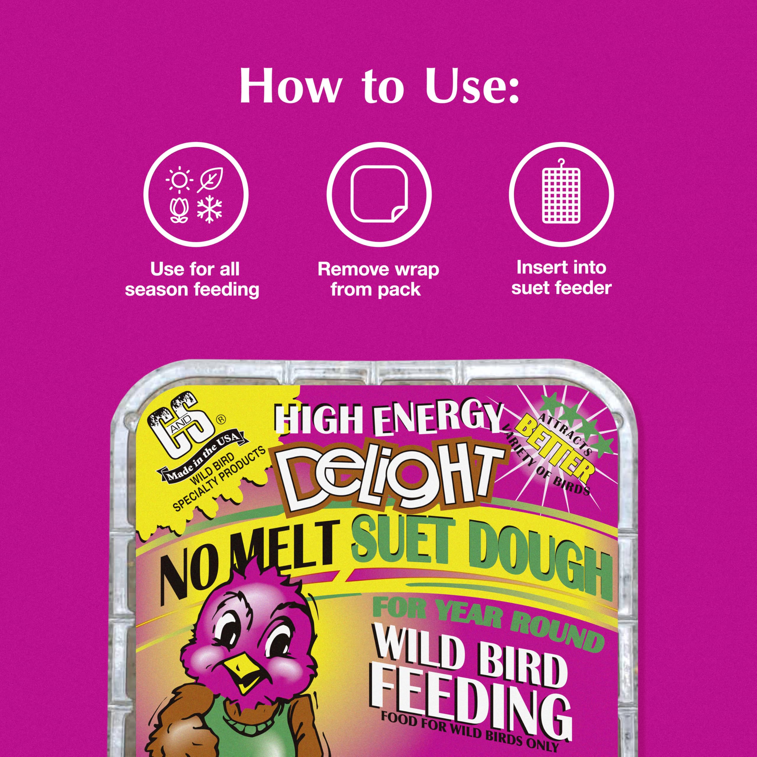 C&S High Energy Delight No Melt Suet Dough being enjoyed by birds