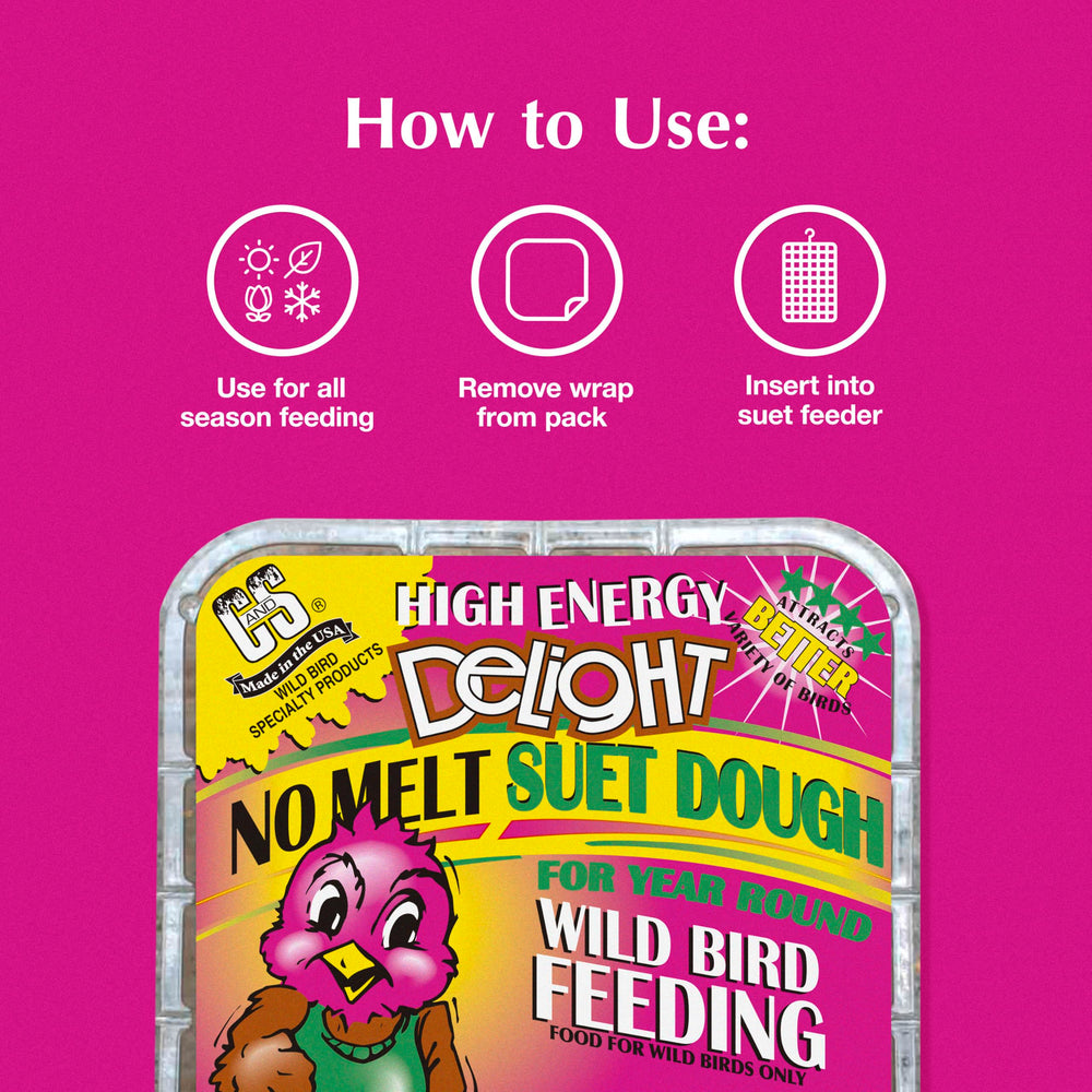 C&S High Energy Delight No Melt Suet Dough being enjoyed by birds