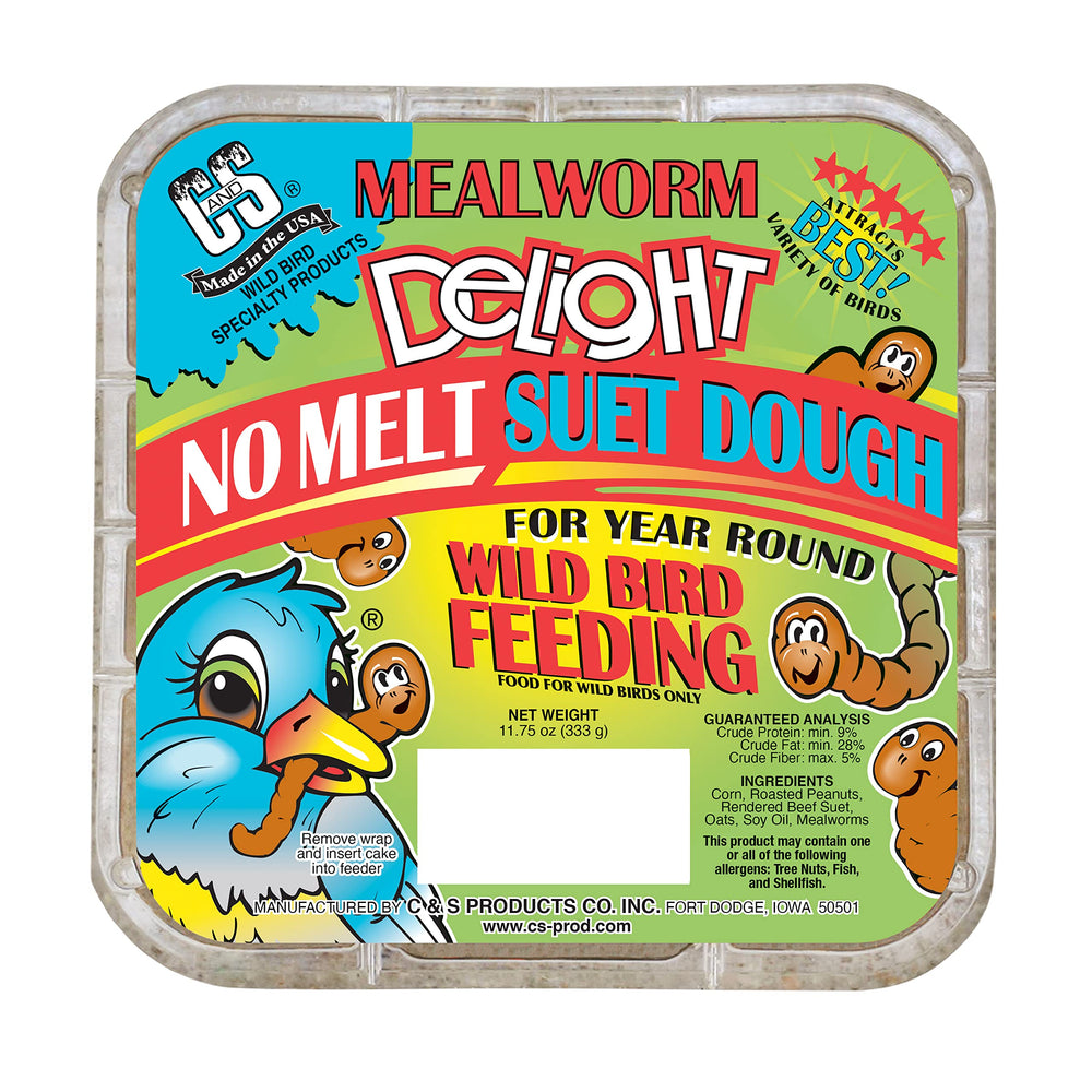 C&S Mealworm Delight Suet Cake pack of 12, front view