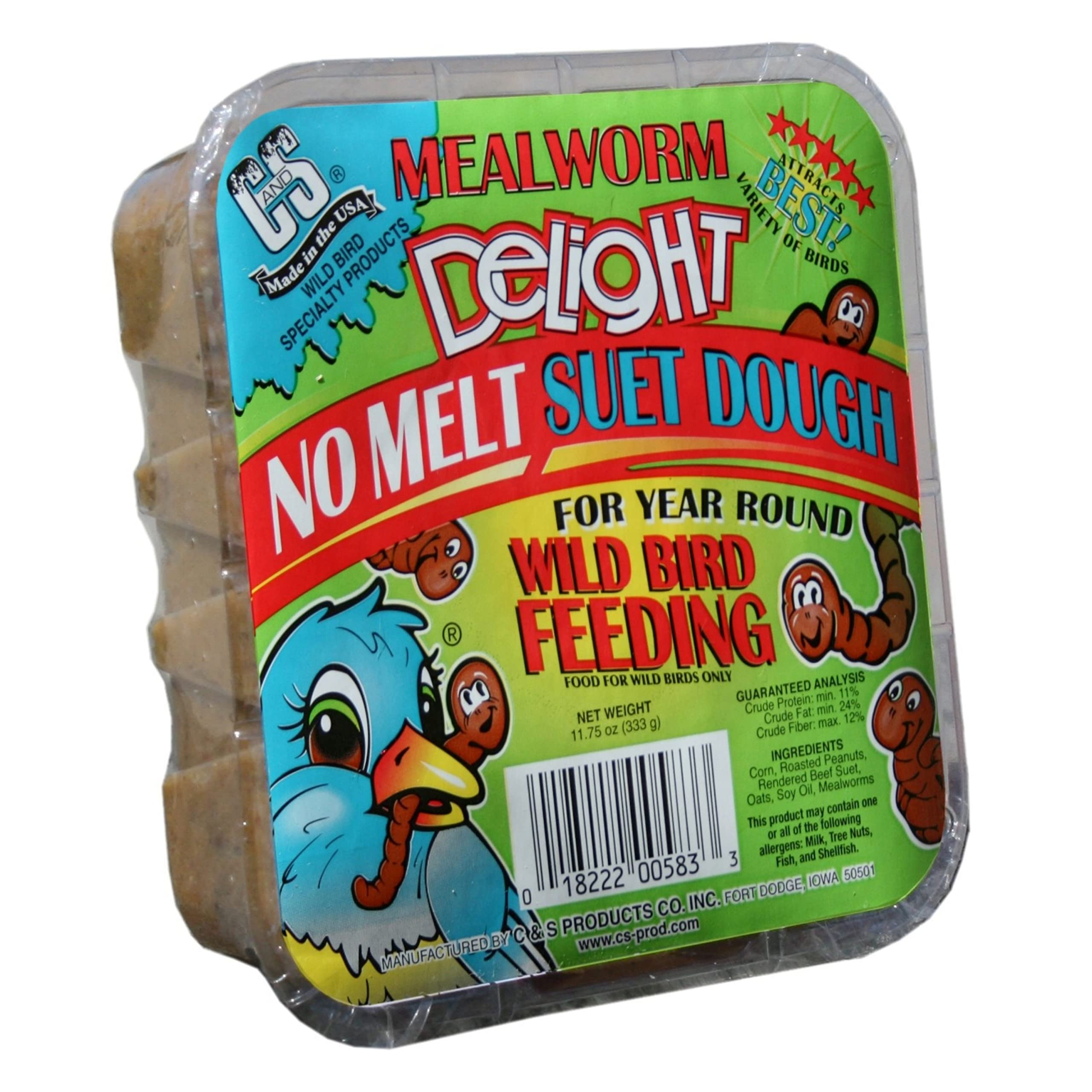 C&S Mealworm Delight Suet Cake texture close-up