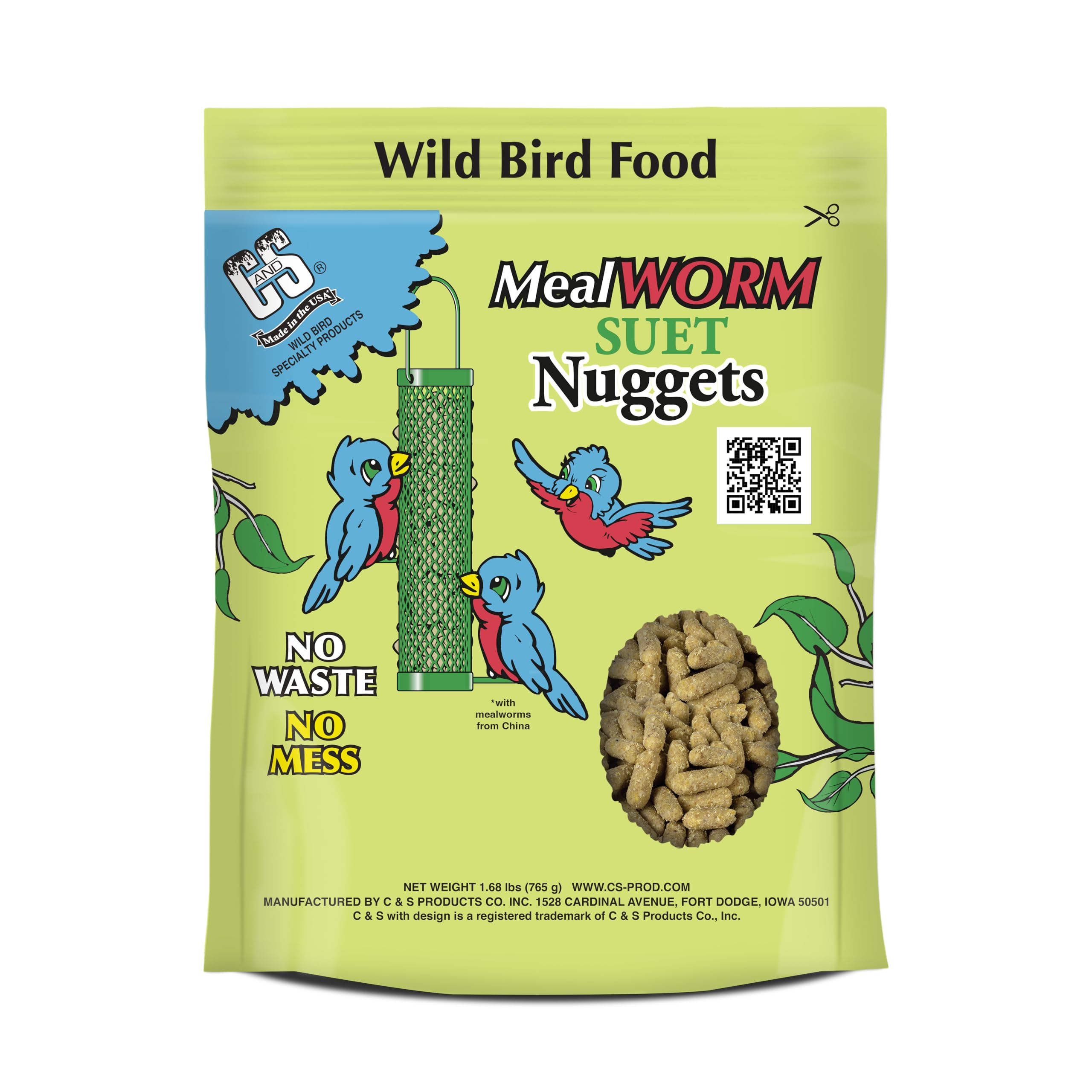 C&S Mealworm Suet Nuggets packaging front view with nutritional information