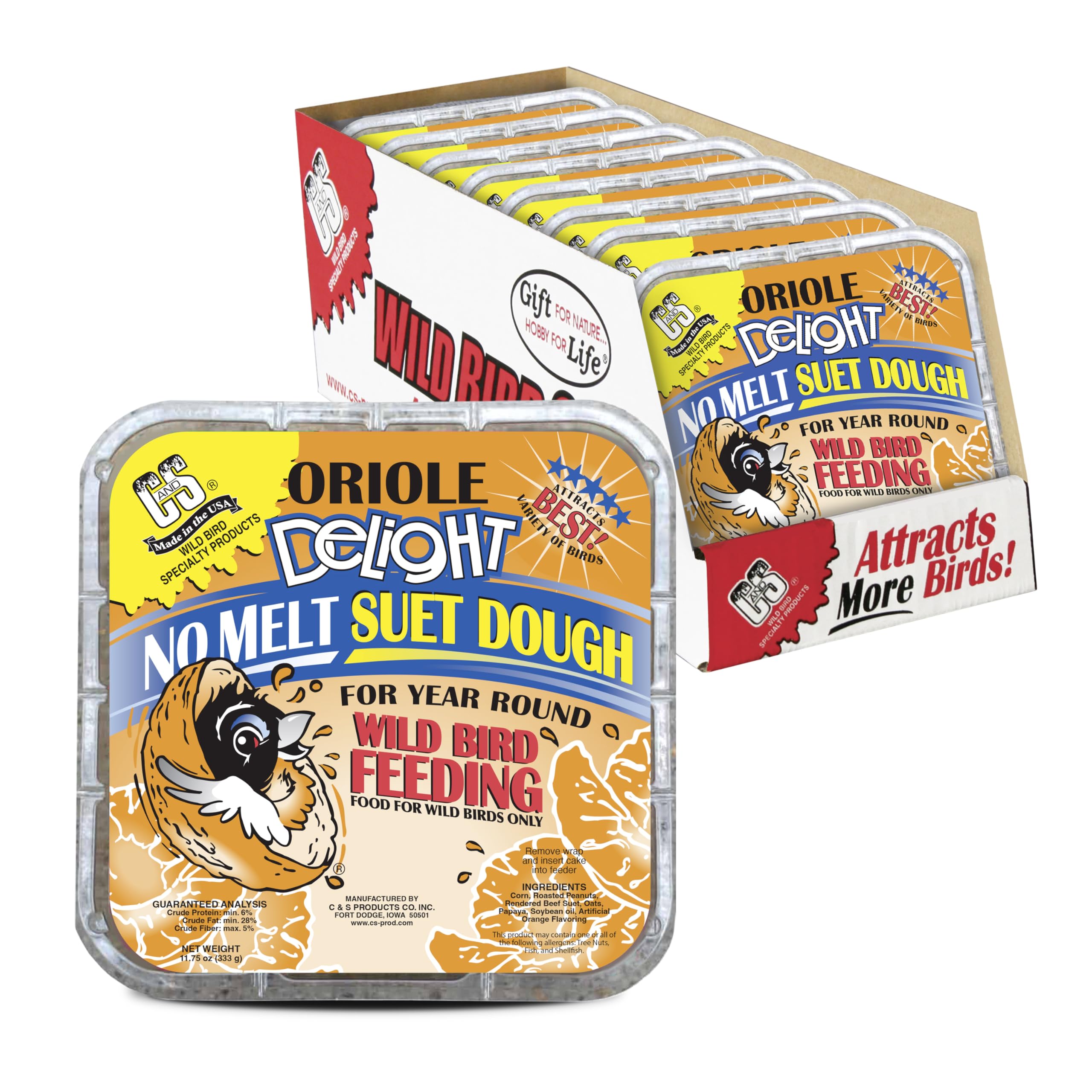 C&S Oriole Delight No Melt Suet Dough pack of 8 cakes