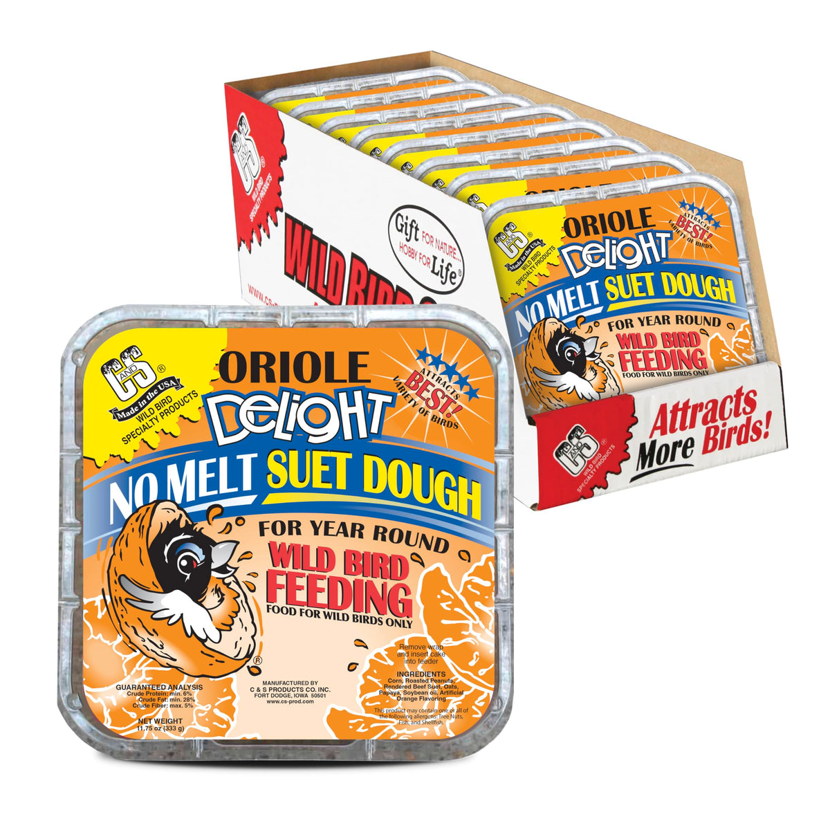 C&S Oriole Delight No Melt Suet Dough pack of 8 cakes