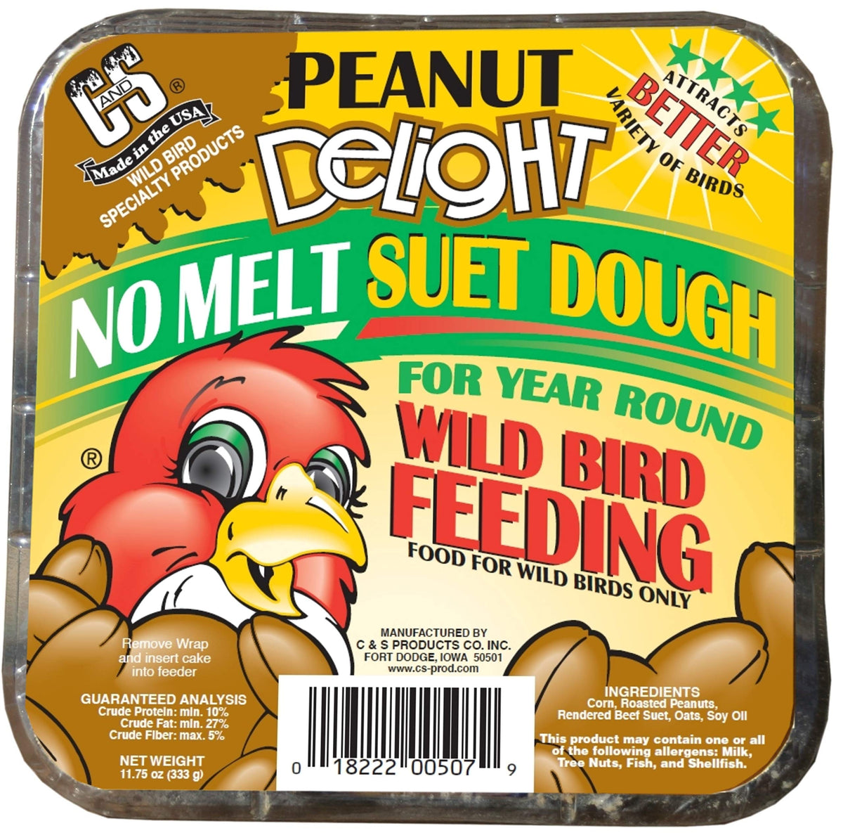 C&S Peanut Delight No Melt Suet Dough pack of 12 cakes