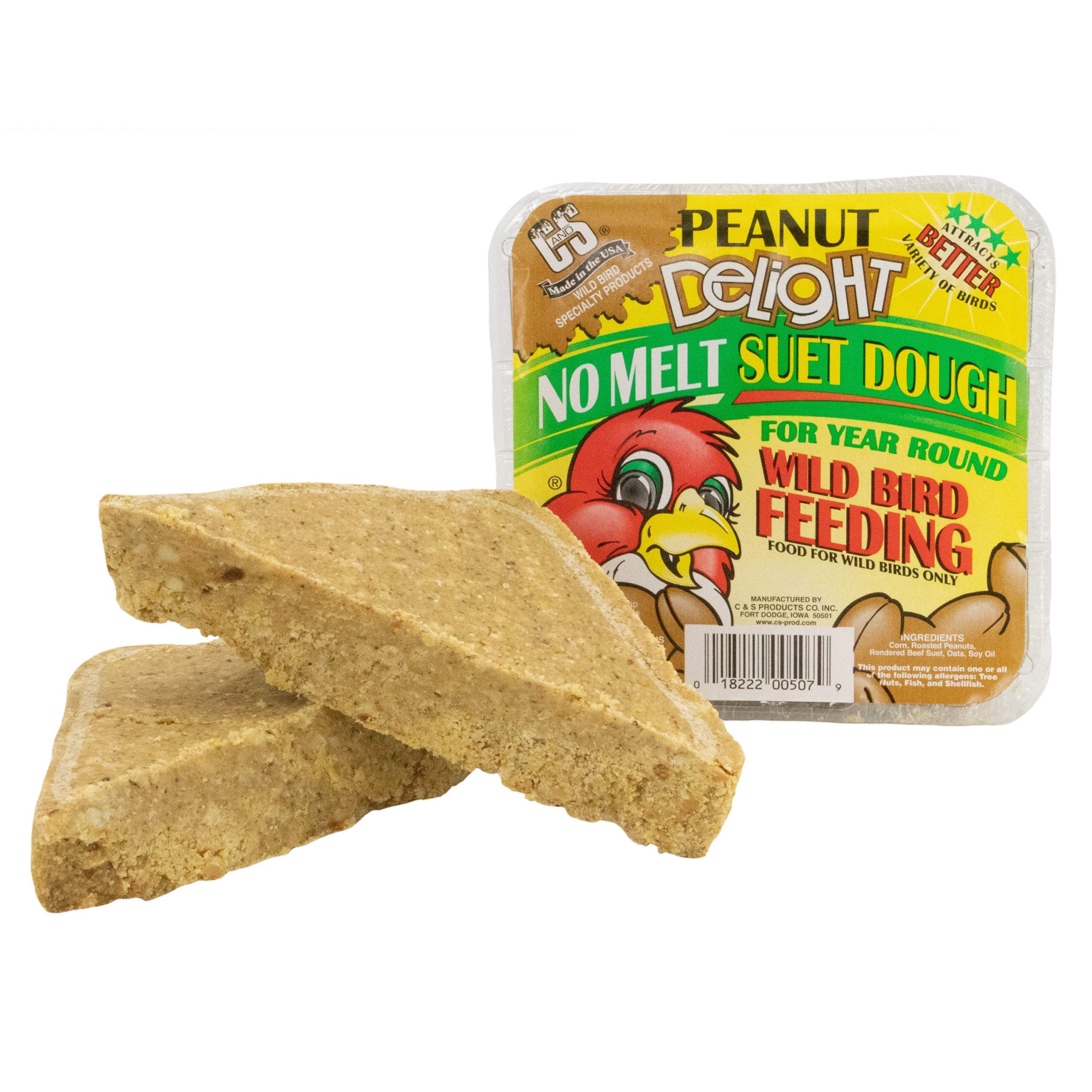 C&S Peanut Delight No Melt Suet Dough with birds feeding