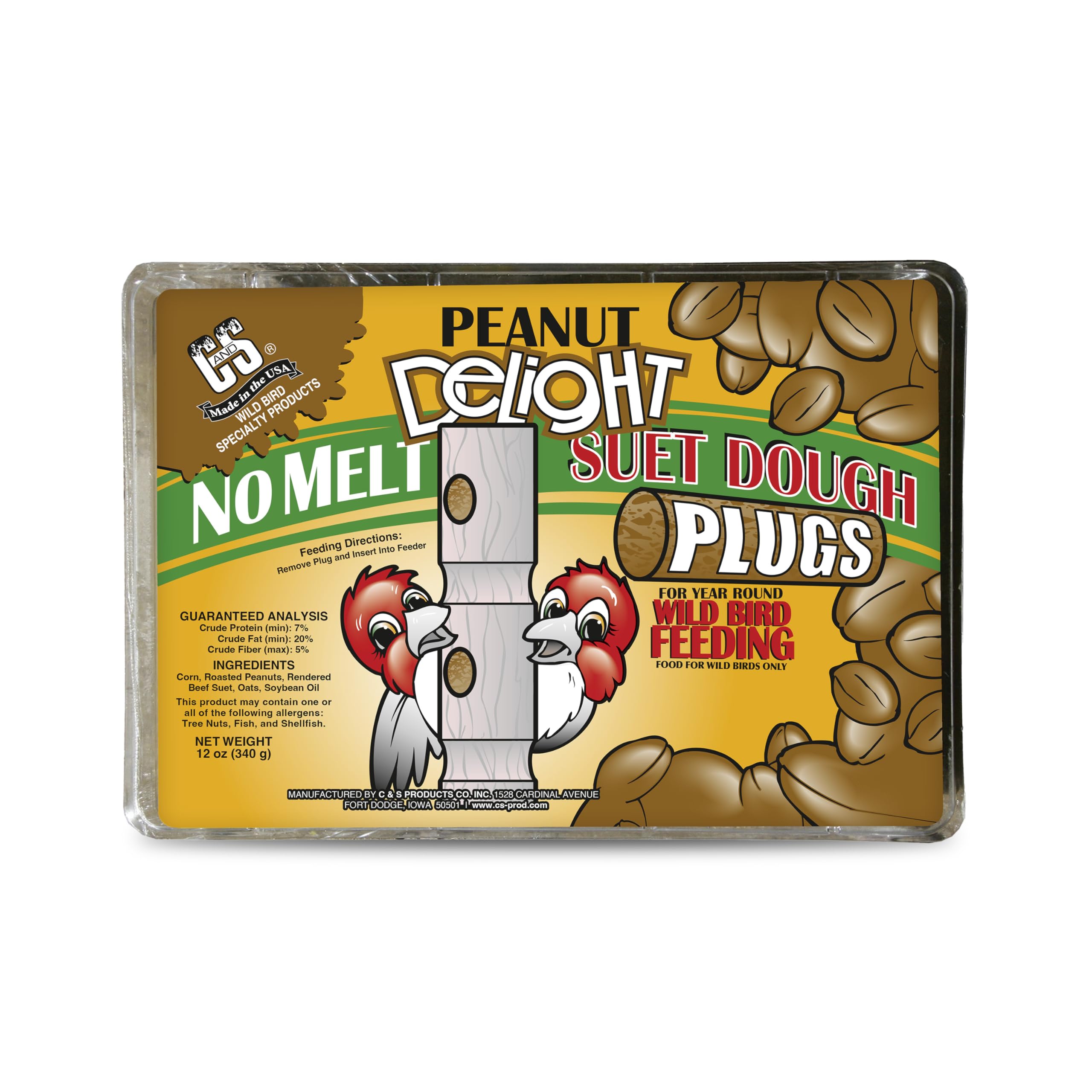 C&S Suet Plug Feeder 12 Ounce with Peanut Delight filling