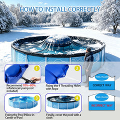 C YIFAN & S Pool Pillow displayed in a winterized pool