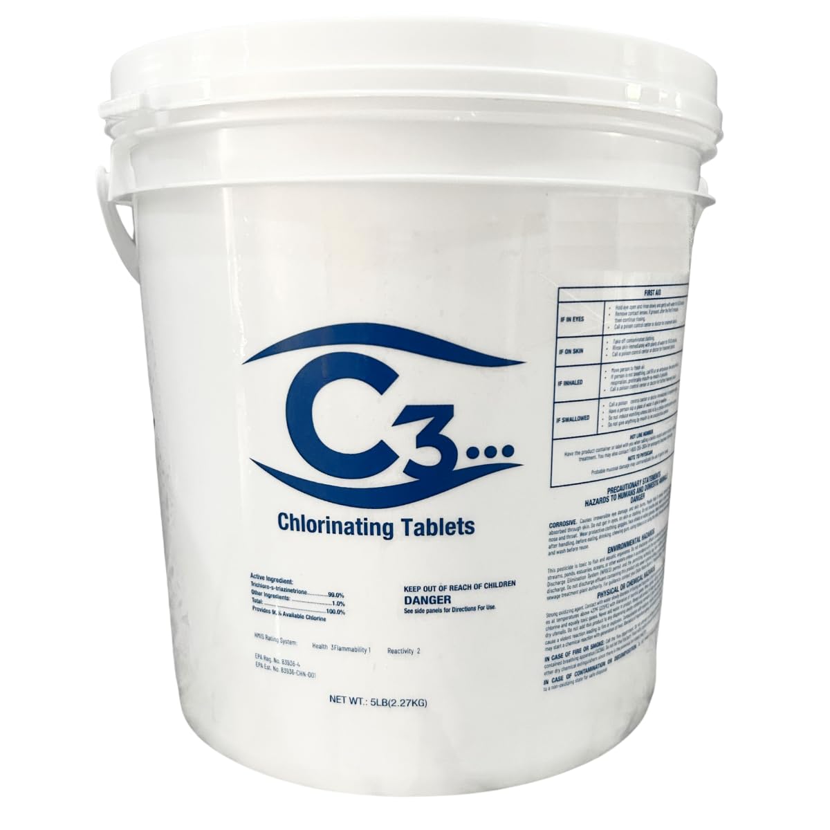 C3 Chlorine Tablets 3 Inch, 5 lb package front view