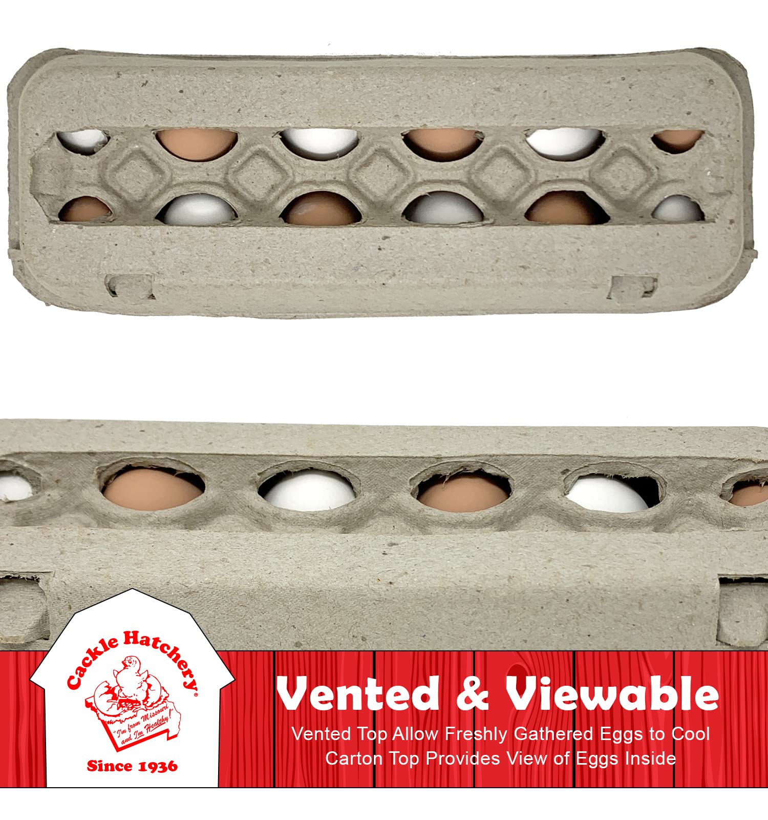 Cackle Hatchery Egg Carton showing biodegradable material
